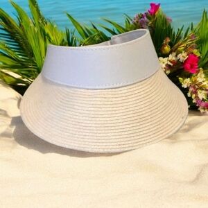 Kim Rogers sun visor large brim Velcro closure beige white has tag 🌻💐